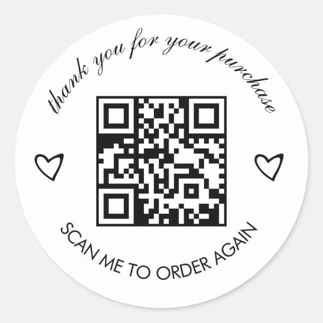  Minimalist Thank You Boutique Business  QR Code Classic Round Sticker (Front)