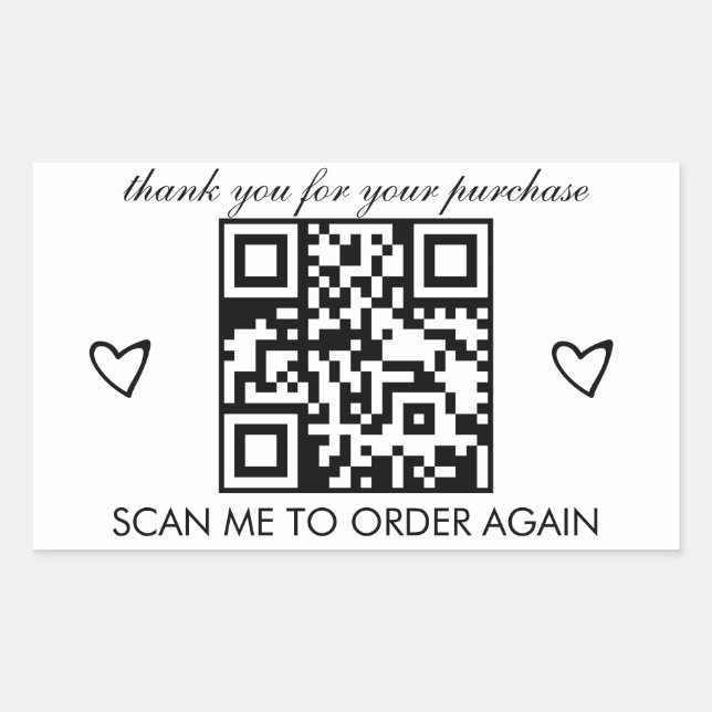  Minimalist Thank You Boutique Business  QR Code   Rectangular Sticker (Front)