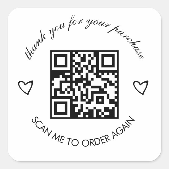 Minimalist Thank You Boutique Business  QR Code  Square Sticker (Front)