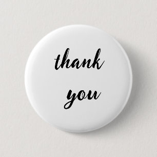 Minimalist Thank You Button Badge – Black Script o