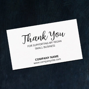 Minimalist Thank You Card, Vegan Small Business Card