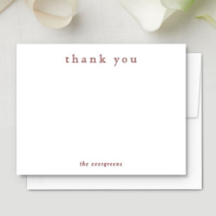 Minimalist Thank You Couples or Family Deep Red Card