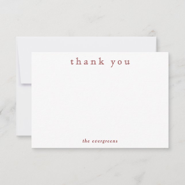 Minimalist Thank You Couples or Family Stationery Card (Front)