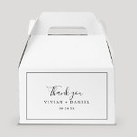 Minimalist Thank You Favour Box<br><div class="desc">This minimalist thank you favour box is perfect for a simple wedding. The modern romantic design features classic black and white typography paired with a rustic yet elegant calligraphy with vintage hand lettered style. Customisable in any colour. Keep the design simple and elegant, as is, or personalise it by adding...</div>