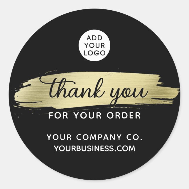 Minimalist Thank you for Order Business Gold Classic Round Sticker (Front)