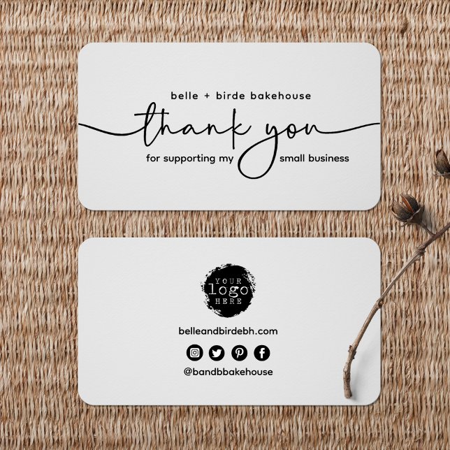 Minimalist Thank You for Supporting My Small  Business Card (Creator Uploaded)