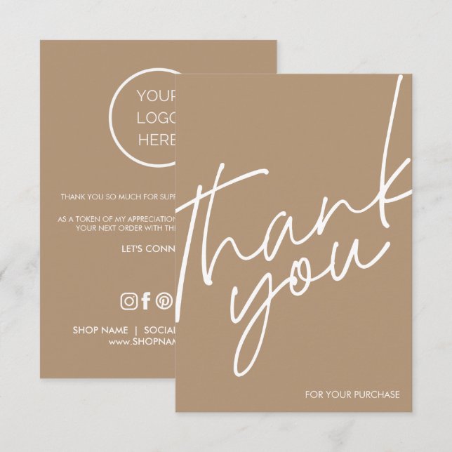 Minimalist Thank You for Your Purchase Business  (Front/Back)