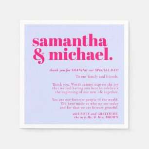 Minimalist Thank You left Lilac Pink name Napkin