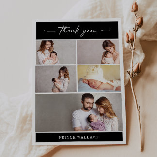 Minimalist Thank You Photo Baby Announcement Card