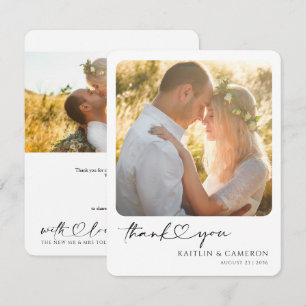 Minimalist Thank You Photo Card with Heart Wedding