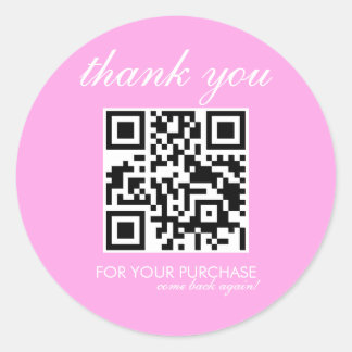 Minimalist Thank You QR Code Script Pink Classic Round Sticker