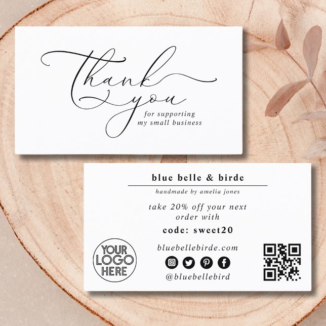 Minimalist Thank You Script Small Business Coupon  Business Card (Creator Uploaded)