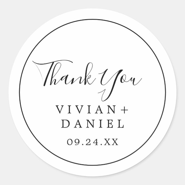 Minimalist Thank You Wedding Favour Sticker (Front)