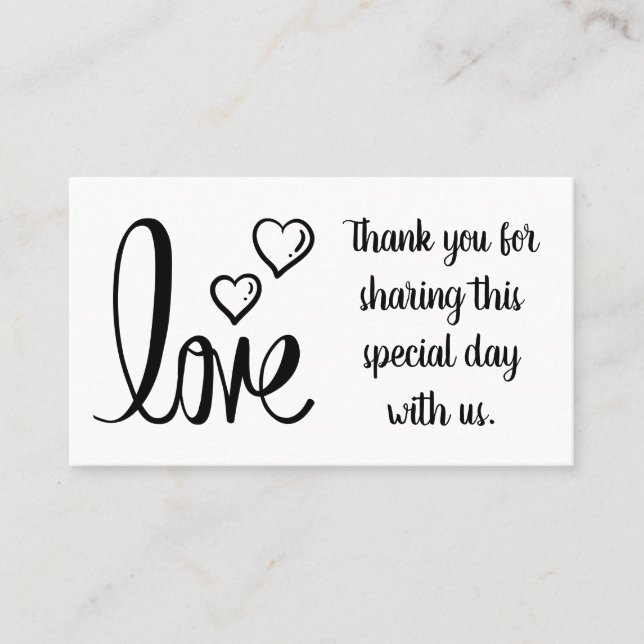 Minimalist Thank You Wedding Love Bridal Shower Place Card (Front)