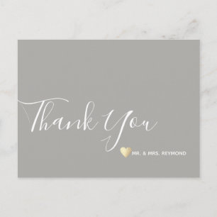 minimalist thank you wedding postcard