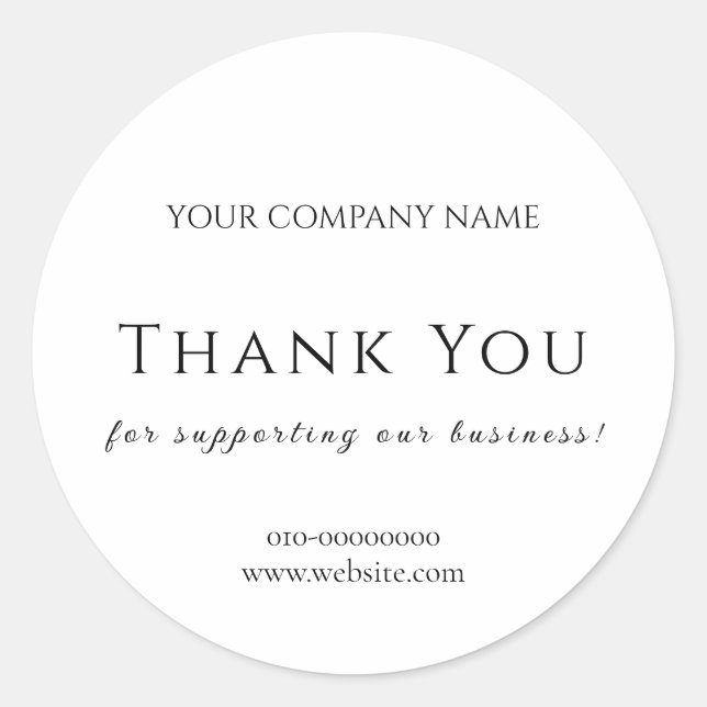 Minimalist Thank You Welcome Congratulations Classic Round Sticker (Front)