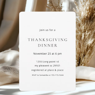 Minimalist Thanksgiving Dinner Modern Invitation