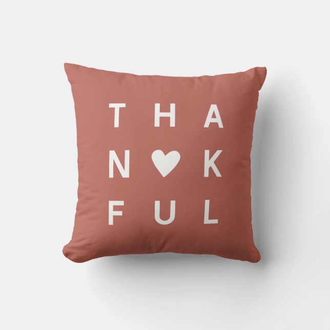 Minimalist Thanksgiving Thankful Home Decor Copper Cushion (Front)