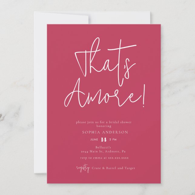 Minimalist That's Amore! Bridal Shower  Invitation (Front)