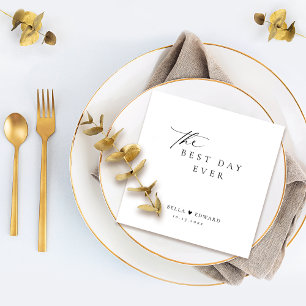 Minimalist The Best Day Ever Wedding Napkins