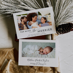 Minimalist The More The Merrier Birth Announcement
