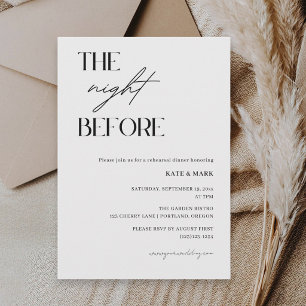 Minimalist The Night Before Rehearsal Dinner Photo Invitation