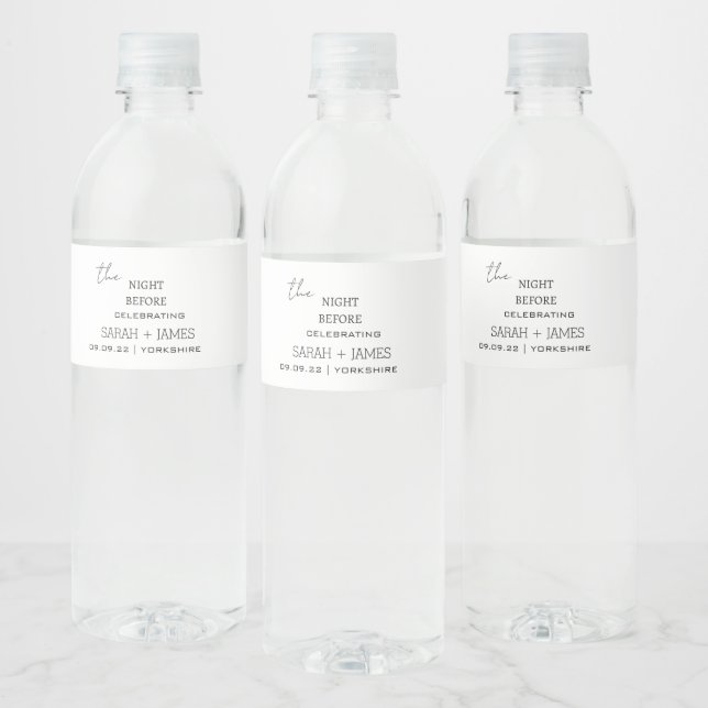 Minimalist The Night Before Rehearsal Dinner  Water Bottle Label (Bottles)