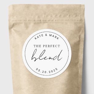 Minimalist The Perfect Blend Wedding Coffee Favour Classic Round Sticker