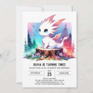 Minimalist Theme Dragon Birthday Invitation