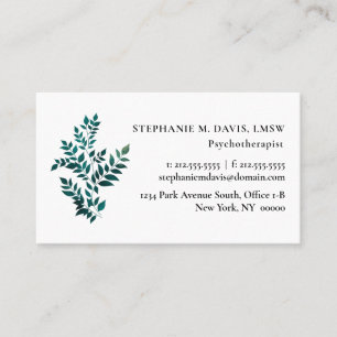 Minimalist Therapist Fern Plant Business Card