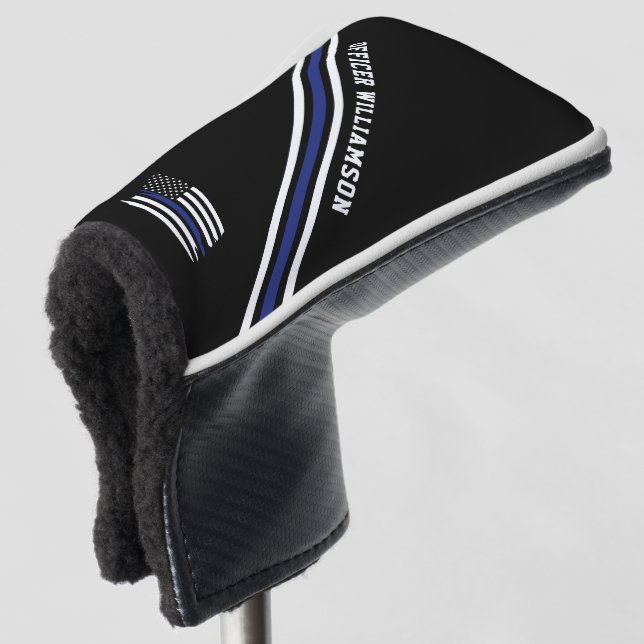 Minimalist Thin Blue Line Police Officer Custom Golf Head Cover (3/4 Front)