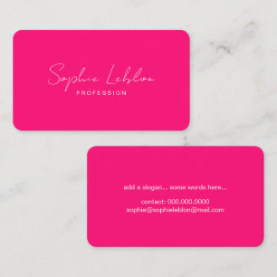 Minimalist Thin Calligraphy Signature Simple Pink Business Card