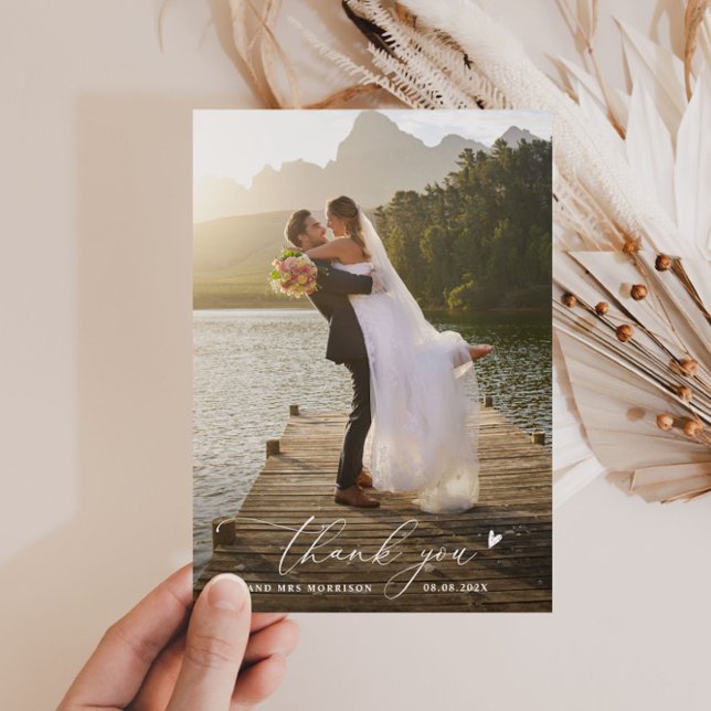 minimalist thin script wedding thank you  card (Creator Uploaded)