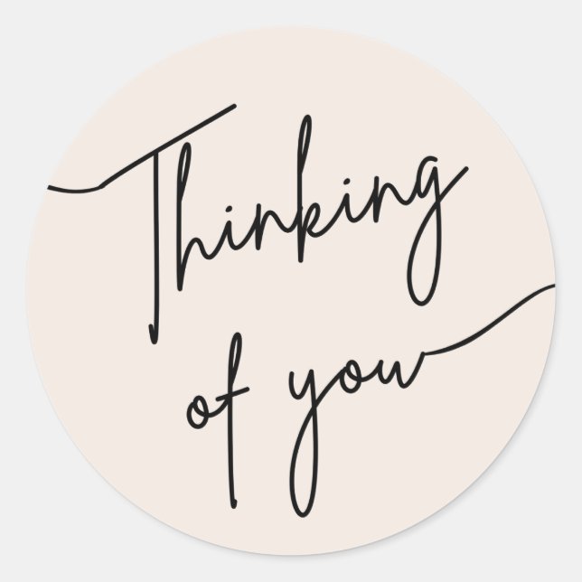 Minimalist “Thinking of You” Calligraphy Sticker (Front)