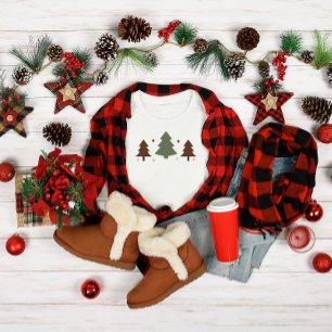Minimalist Three Christmas Trees Design T-Shirt