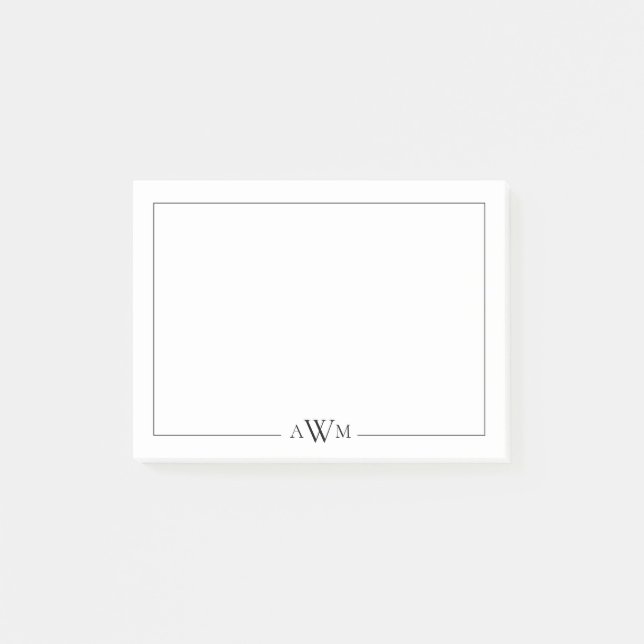 Minimalist Three Letter Monogram Post-it Notes (Front)
