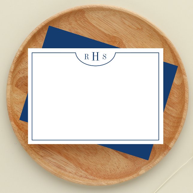 Minimalist Three Monogram One Border | Navy Blue Card (Creator Uploaded)