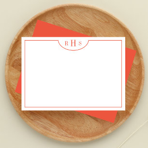 Minimalist Three Monogram One Border   orange Card