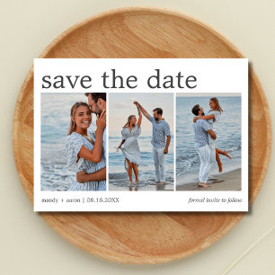 Minimalist Three Photo Wedding Save The Date