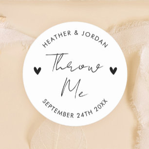 Minimalist Throw Me Wedding Toss Confetti Favour Classic Round Sticker