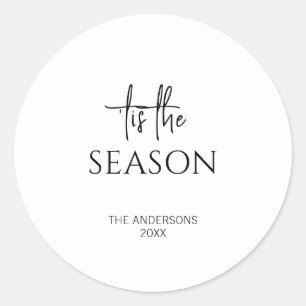 Minimalist Tis The Season Christmas Holiday Classic Round Sticker