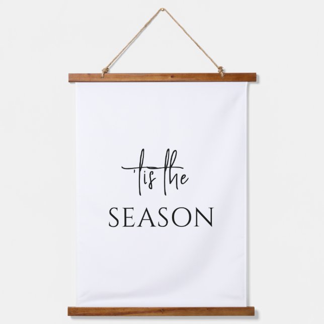 Minimalist Tis The Season Christmas Holiday Hanging Tapestry (Front)
