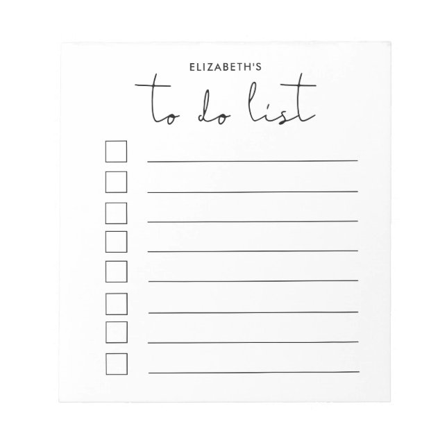 Minimalist To Do list Notepad (Front)