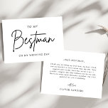 Minimalist To My Bestman On My Wedding Day Thank You Card<br><div class="desc">Show your gratitude with our Minimalist To My Best Man On My Wedding Day Thank You Card. This card features a sleek, modern design with clean lines and elegant typography, perfect for expressing your heartfelt thanks to your best man. The minimalist aesthetic allows your message to be the focal point,...</div>