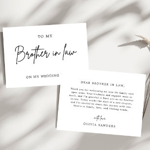 Minimalist To My Brother In Law On My Wedding Day Thank You Card