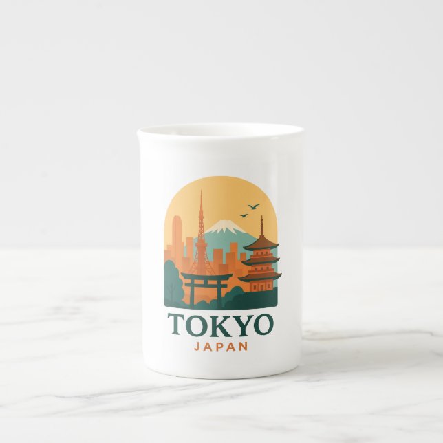 Minimalist Tokyo Japan Travel | Modern  Bone China Mug (Front)