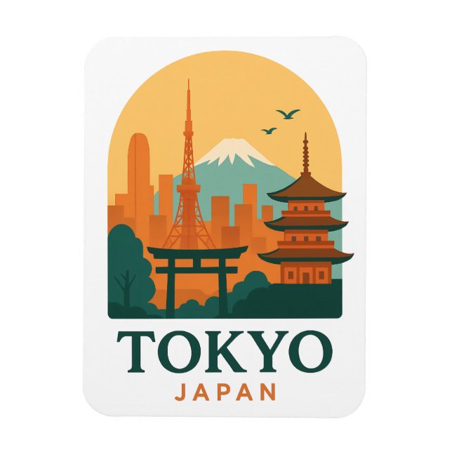 Minimalist Tokyo Japan Travel Souvenir Magnet  (Vertical)