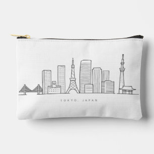 Minimalist Tokyo Skyline Illustration Accessory Pouch