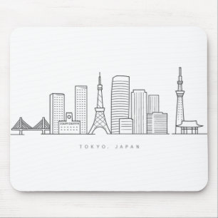Minimalist Tokyo Skyline Illustration Mouse Mat