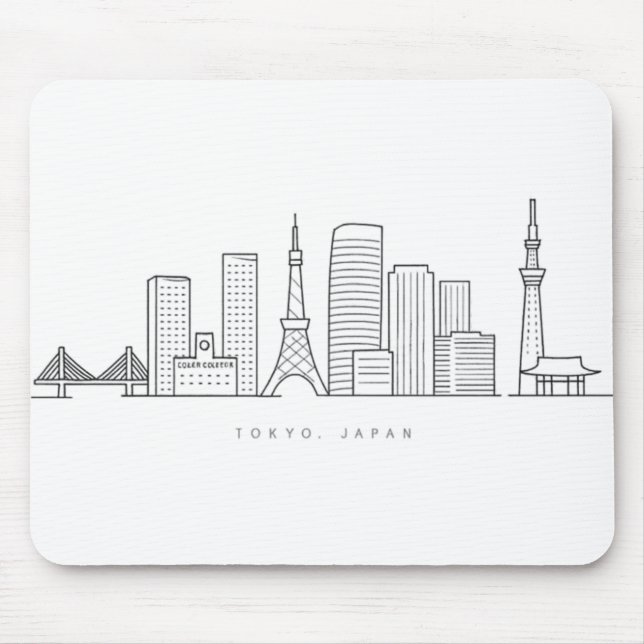 Minimalist Tokyo Skyline Illustration Mouse Mat (Front)